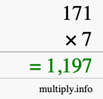How to calculate 171 times 7 using long multiplication How to calculate 171 times 7 using long multiplication
