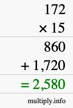 How to calculate 172 times 15 using long multiplication How to calculate 172 times 15 using long multiplication