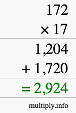 How to calculate 172 times 17 using long multiplication How to calculate 172 times 17 using long multiplication