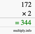 How to calculate 172 times 2 using long multiplication How to calculate 172 times 2 using long multiplication