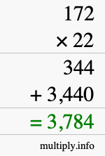 How to calculate 172 times 22 using long multiplication How to calculate 172 times 22 using long multiplication