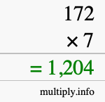 How to calculate 172 times 7 using long multiplication How to calculate 172 times 7 using long multiplication