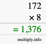 How to calculate 172 times 8 using long multiplication