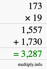 How to calculate 173 times 19 using long multiplication How to calculate 173 times 19 using long multiplication