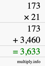 How to calculate 173 times 21 using long multiplication How to calculate 173 times 21 using long multiplication