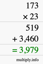 How to calculate 173 times 23 using long multiplication How to calculate 173 times 23 using long multiplication