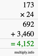 How to calculate 173 times 24 using long multiplication How to calculate 173 times 24 using long multiplication