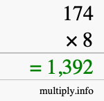 How to calculate 174 times 8 using long multiplication How to calculate 174 times 8 using long multiplication