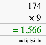 How to calculate 174 times 9 using long multiplication How to calculate 174 times 9 using long multiplication