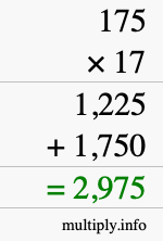 How to calculate 175 times 17 using long multiplication How to calculate 175 times 17 using long multiplication