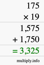 How to calculate 175 times 19 using long multiplication How to calculate 175 times 19 using long multiplication