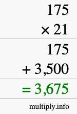 How to calculate 175 times 21 using long multiplication How to calculate 175 times 21 using long multiplication