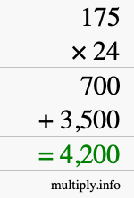 How to calculate 175 times 24 using long multiplication How to calculate 175 times 24 using long multiplication