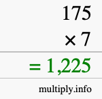 How to calculate 175 times 7 using long multiplication