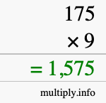 How to calculate 175 times 9 using long multiplication How to calculate 175 times 9 using long multiplication