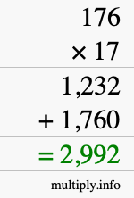 How to calculate 176 times 17 using long multiplication How to calculate 176 times 17 using long multiplication