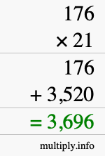 How to calculate 176 times 21 using long multiplication How to calculate 176 times 21 using long multiplication