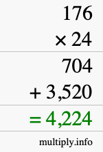 How to calculate 176 times 24 using long multiplication How to calculate 176 times 24 using long multiplication