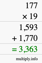 How to calculate 177 times 19 using long multiplication How to calculate 177 times 19 using long multiplication
