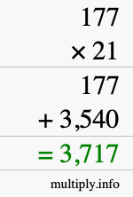 How to calculate 177 times 21 using long multiplication How to calculate 177 times 21 using long multiplication