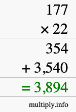 How to calculate 177 times 22 using long multiplication How to calculate 177 times 22 using long multiplication