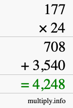 How to calculate 177 times 24 using long multiplication How to calculate 177 times 24 using long multiplication