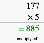How to calculate 177 times 5 using long multiplication