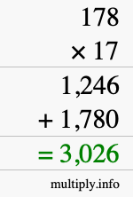 How to calculate 178 times 17 using long multiplication How to calculate 178 times 17 using long multiplication