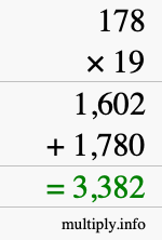 How to calculate 178 times 19 using long multiplication How to calculate 178 times 19 using long multiplication