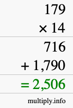 How to calculate 179 times 14 using long multiplication How to calculate 179 times 14 using long multiplication