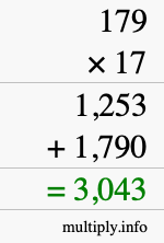 How to calculate 179 times 17 using long multiplication How to calculate 179 times 17 using long multiplication