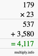 How to calculate 179 times 23 using long multiplication