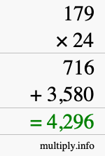 How to calculate 179 times 24 using long multiplication How to calculate 179 times 24 using long multiplication