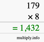 How to calculate 179 times 8 using long multiplication