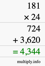 How to calculate 181 times 24 using long multiplication How to calculate 181 times 24 using long multiplication
