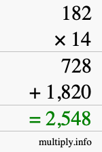 How to calculate 182 times 14 using long multiplication How to calculate 182 times 14 using long multiplication