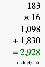 How to calculate 183 times 16 using long multiplication How to calculate 183 times 16 using long multiplication