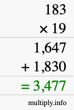 How to calculate 183 times 19 using long multiplication How to calculate 183 times 19 using long multiplication