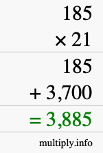 How to calculate 185 times 21 using long multiplication How to calculate 185 times 21 using long multiplication
