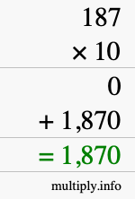 How to calculate 187 times 10 using long multiplication How to calculate 187 times 10 using long multiplication