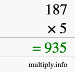 How to calculate 187 times 5 using long multiplication How to calculate 187 times 5 using long multiplication