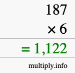 How to calculate 187 times 6 using long multiplication How to calculate 187 times 6 using long multiplication