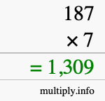 How to calculate 187 times 7 using long multiplication How to calculate 187 times 7 using long multiplication