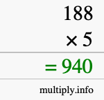 How to calculate 188 times 5 using long multiplication How to calculate 188 times 5 using long multiplication