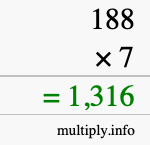 How to calculate 188 times 7 using long multiplication How to calculate 188 times 7 using long multiplication