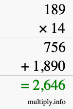 How to calculate 189 times 14 using long multiplication How to calculate 189 times 14 using long multiplication