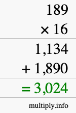 How to calculate 189 times 16 using long multiplication How to calculate 189 times 16 using long multiplication