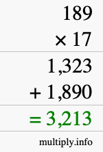 How to calculate 189 times 17 using long multiplication How to calculate 189 times 17 using long multiplication