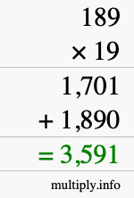 How to calculate 189 times 19 using long multiplication How to calculate 189 times 19 using long multiplication