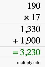 How to calculate 190 times 17 using long multiplication How to calculate 190 times 17 using long multiplication